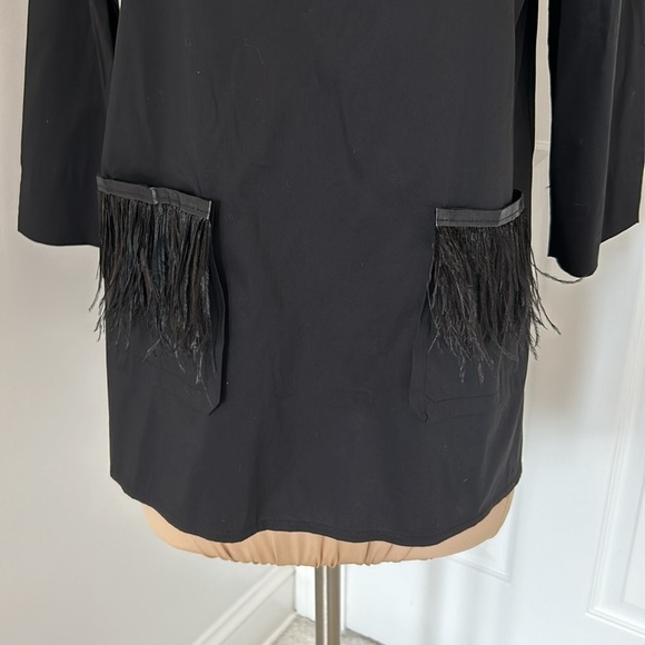 D. Exterior Black Poplin Feather Pocket Blouse - Picture 4 of 9